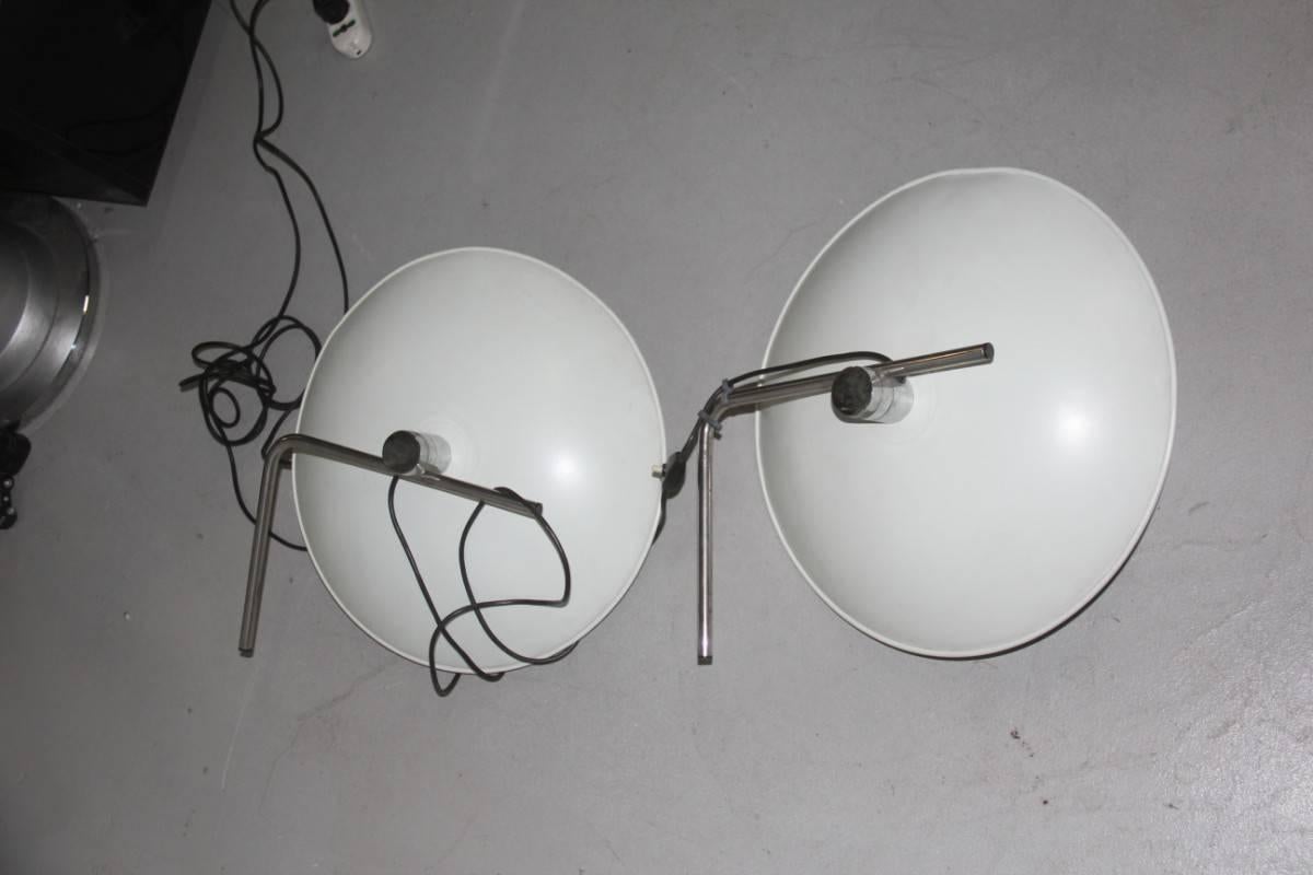 Late 20th Century Minimal Pair of Table Lamps in Lacquered Metal and Steel, 1970, Esperia For Sale