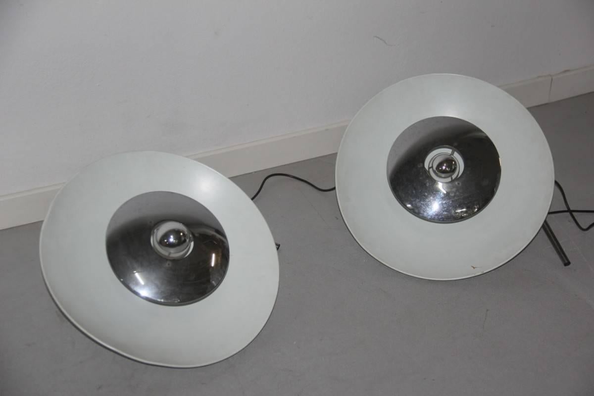 Minimal pair of table lamps in lacquered metal and steel, 1970, Esperia.