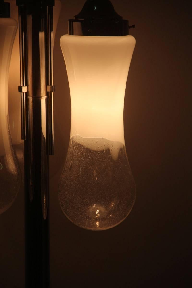 Metal Mazzega Floor Lamp in Murano Art Glass Italian Design 1970  For Sale