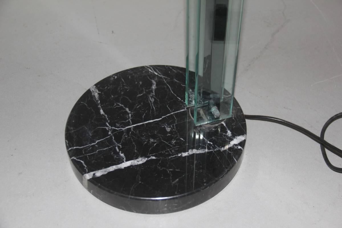 Italian Floor Lamp Metal Glass Marble 1980 For Sale 4