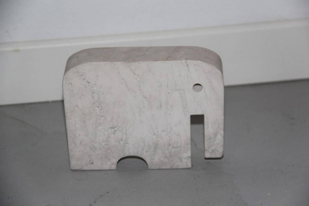 Travertine marble elephant minimal and rational sculpture.