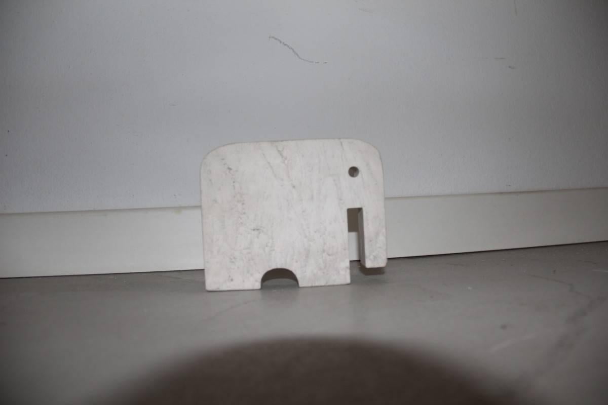Mid-Century Modern Travertine Marble Elephant Minimal and Rational Sculpture For Sale