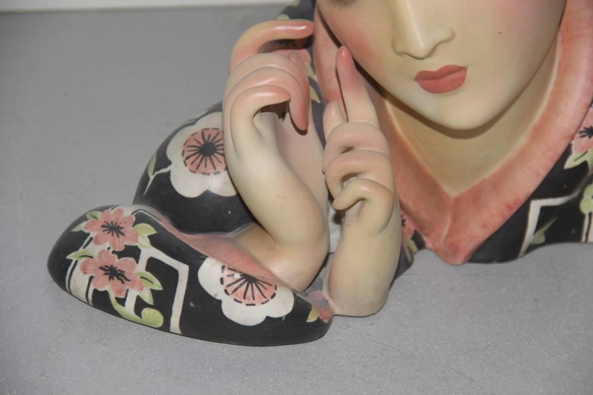 Grande céramique Geisha Elcod, 1940 Cacciapuoti en vente 3