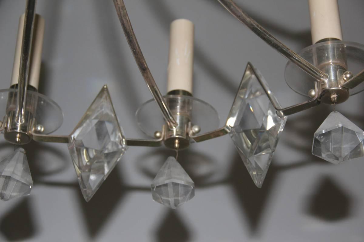 Mid-Century Modern Chandelier Crown, Sciolari Crystal Metal Midcentury Italian Design 1960  For Sale