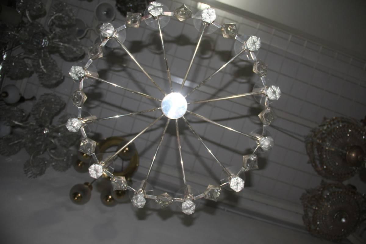 Lampadario Corona, Cristallo Sciolari Metallo Midcentury Design Italiano 1960 In condizioni buone in vendita a Palermo, Sicily