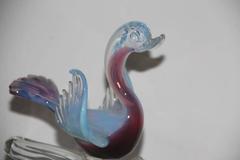 Iridescent Glass Sculpture Swans, 1950s Attributed Seguso Design