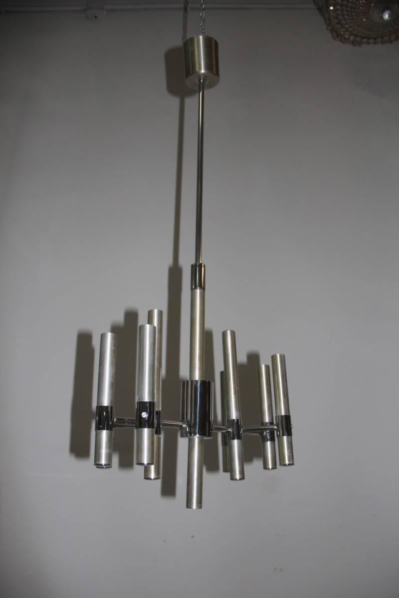Metallo Lampadario minimalista, anni '70 in vendita