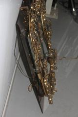 Cristall Wall Mirror Design Sciolari Roma, 1970s Gold Brass Classic