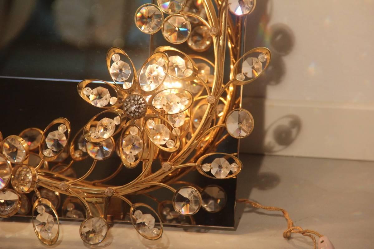 Italiano Specchio da parete Cristall Design Sciolari Roma, anni '70 Oro Ottone Classico in vendita
