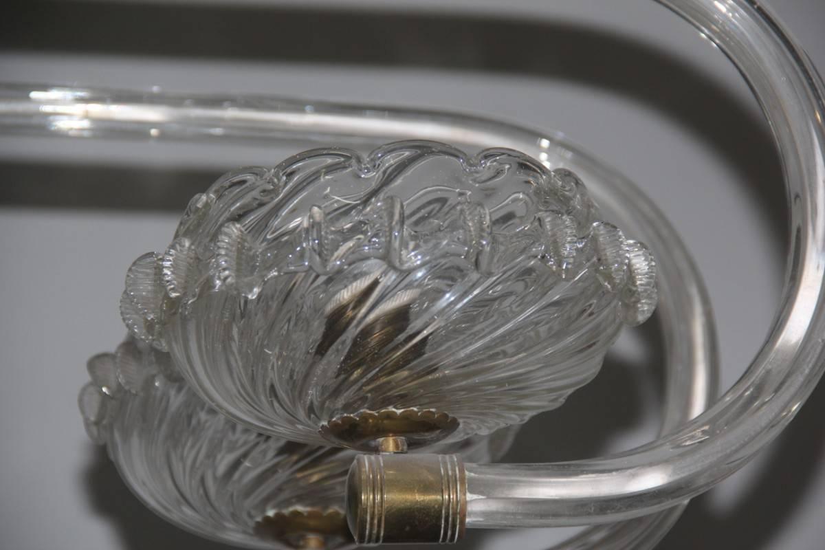 Chandelier Barovier Murano Glass 1940 Brass Mid-Century Italian design  For Sale 4