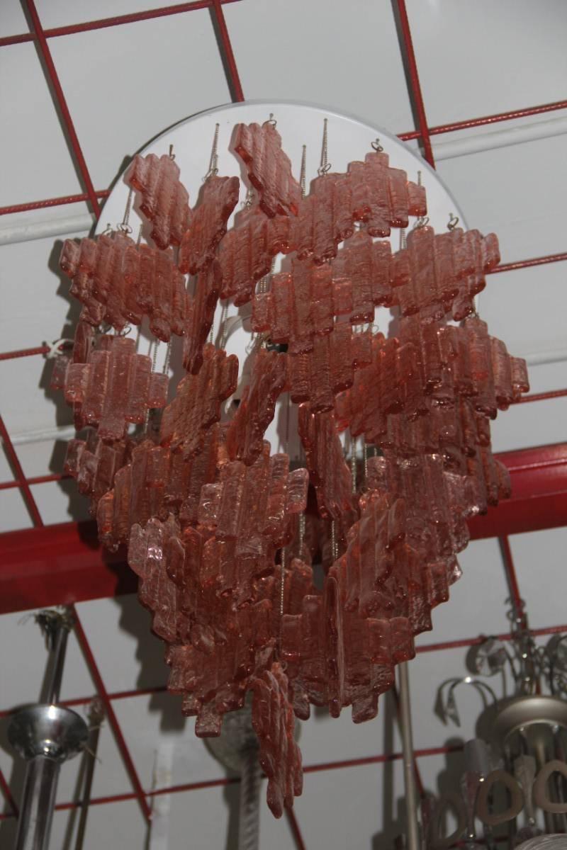 Pink Chandelier Murano Art Glass , 1970s Italian Design In Excellent Condition For Sale In Palermo, Sicily