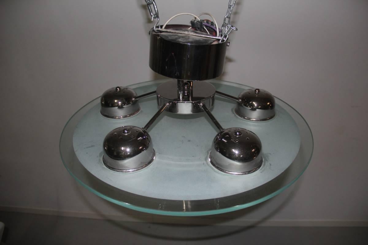 Minimalist Chandelier 1980s Flying Saucer In Excellent Condition For Sale In Palermo, Sicily