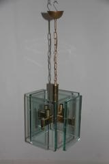 Chandelier Large Sheets of Glass Worked 1950s Lantern