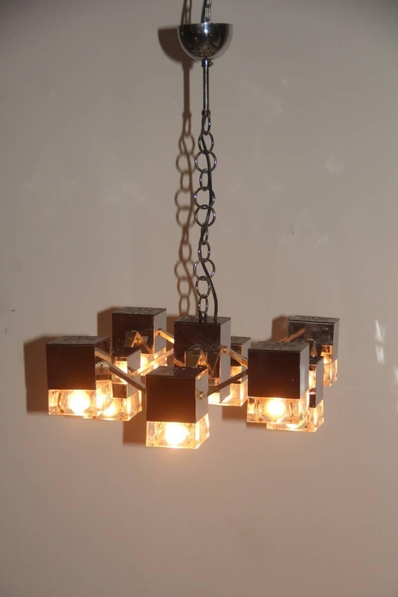 Mid-Century Modern Minimal Sculpture Ceiling Lamp Sciolari Design Italian Design, 1970s For Sale