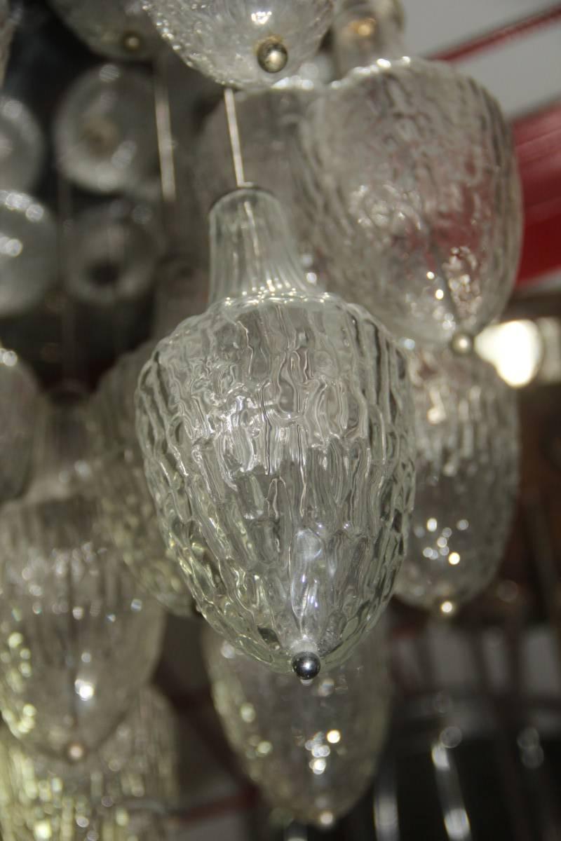 Murano glass chandelier pendants attributed Venini design.