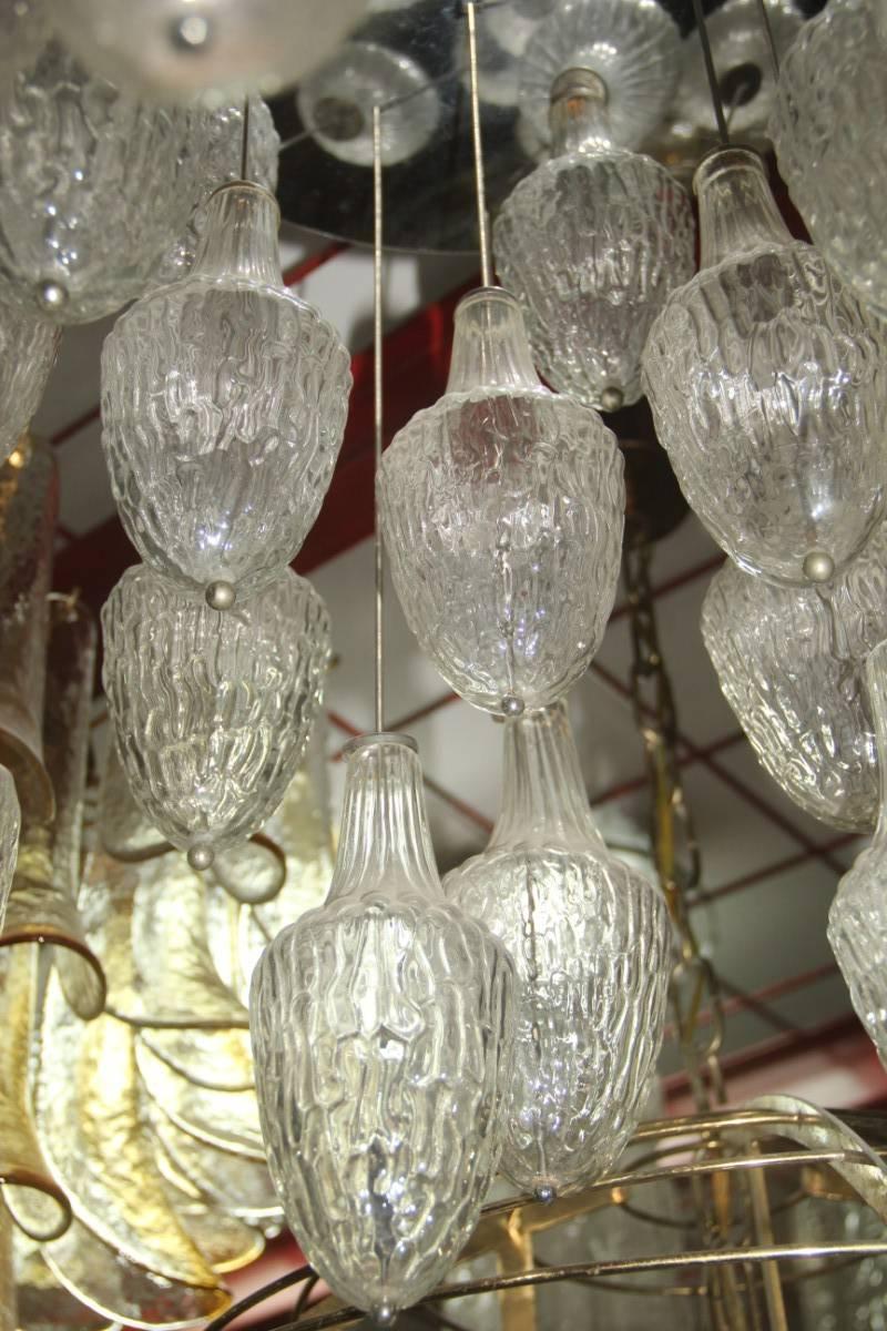 Murano Glass Chandelier Pendants Attributed Venini Design For Sale 1