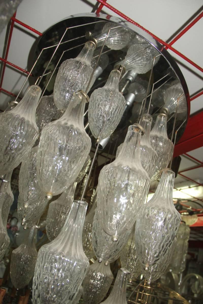 Murano Glass Chandelier Pendants Attributed Venini Design For Sale 2