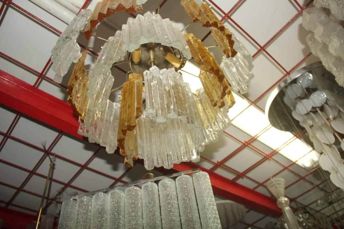 Italian Chandelier with Glass in the Form of Ice Kalmar Design For Sale