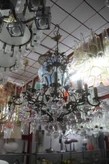 Large Chandelier in Gilded Metal Structure with Murano Glass, 1950s