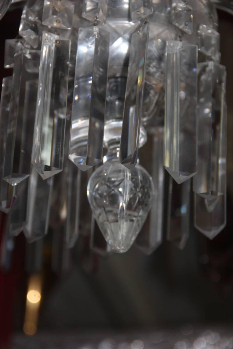 Pair crystal chandeliers 1950 Bohemia elegant and chic.