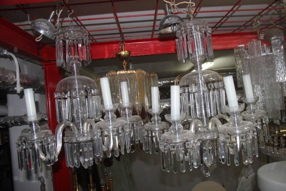 Mid-20th Century Pair Crystal Chandeliers 1950 Bohemia Elegant and Chic For Sale