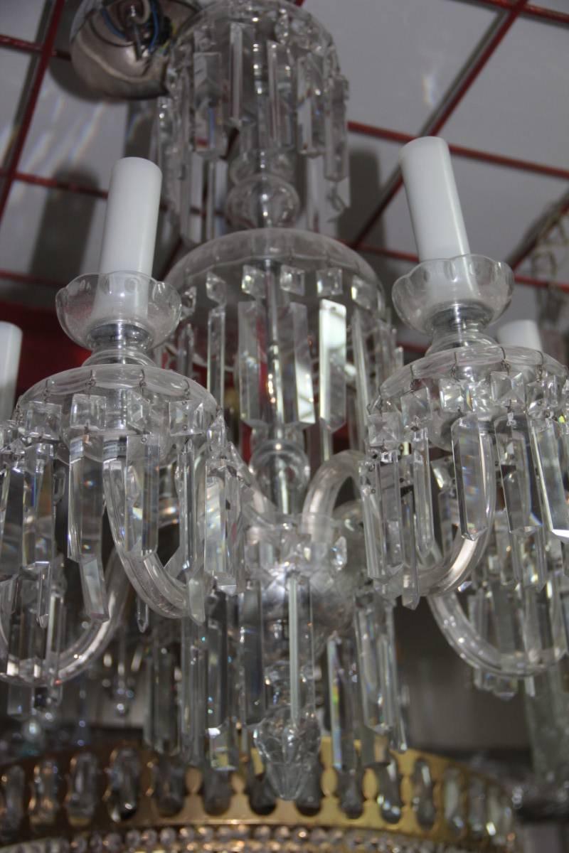 Pair Crystal Chandeliers 1950 Bohemia Elegant and Chic For Sale 2