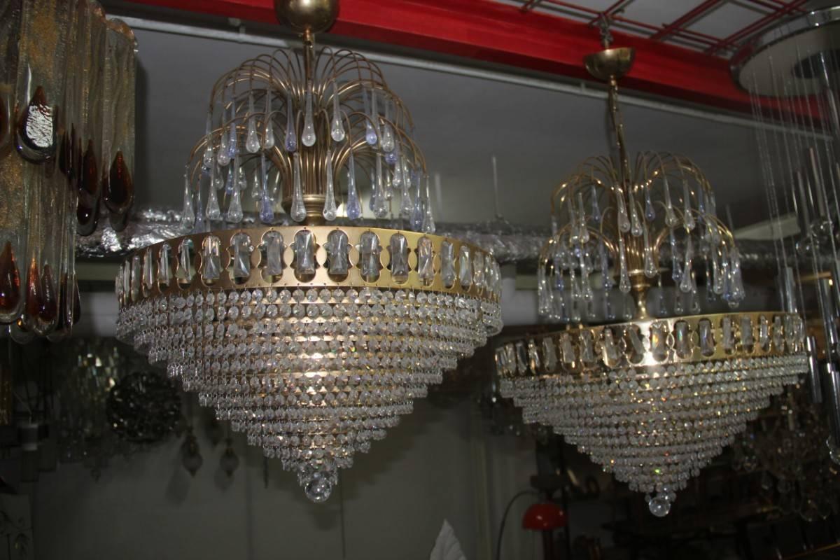 Pair of Gaudy Italian Chandeliers, 1970s In Good Condition In Palermo, Sicily