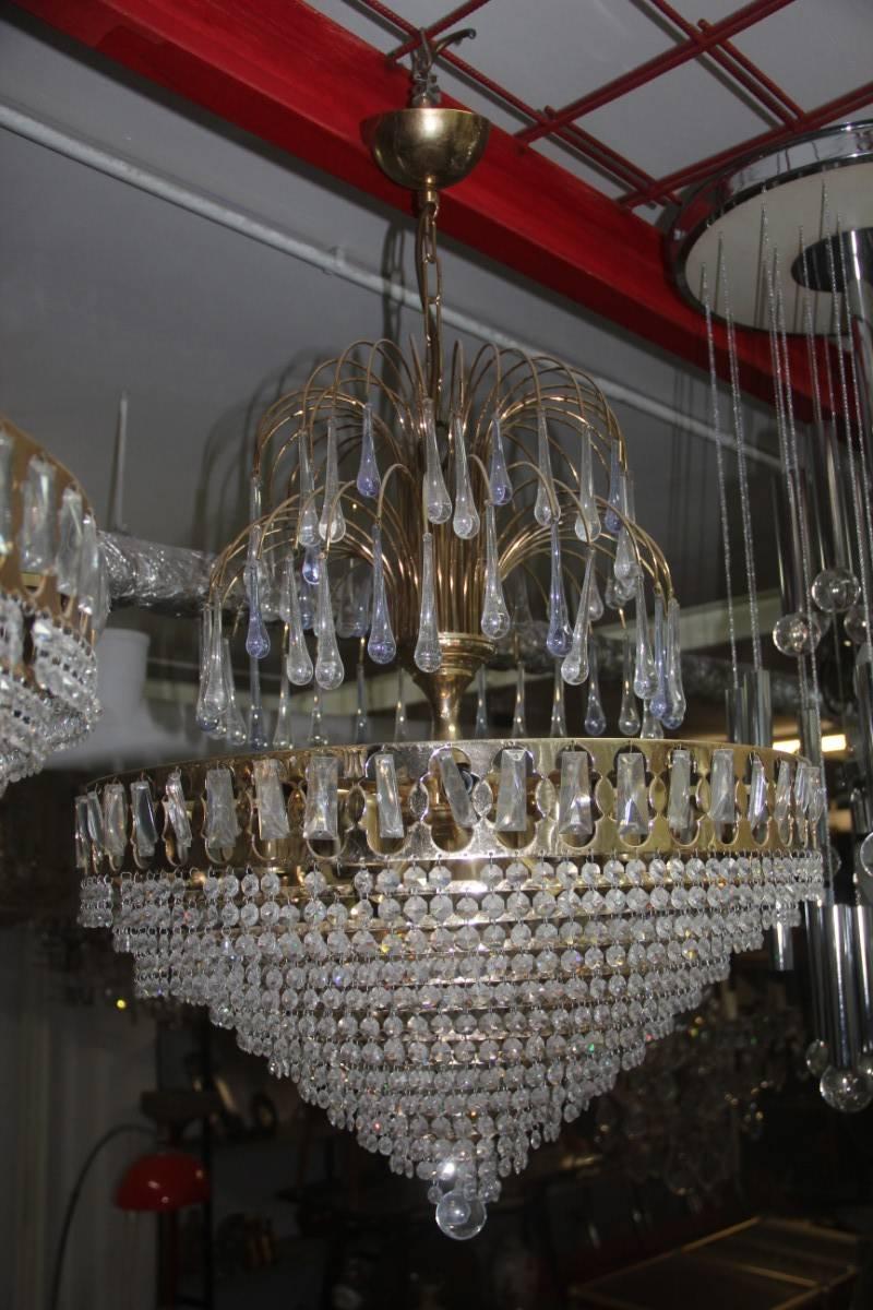 Late 20th Century Pair of Gaudy Italian Chandeliers, 1970s