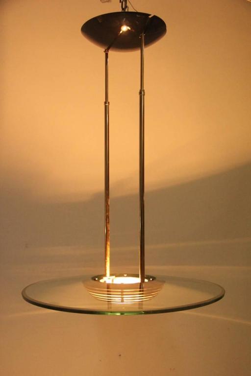 Glass Disc Chandelier Italian Design 1980s Minimal Lighting Martini