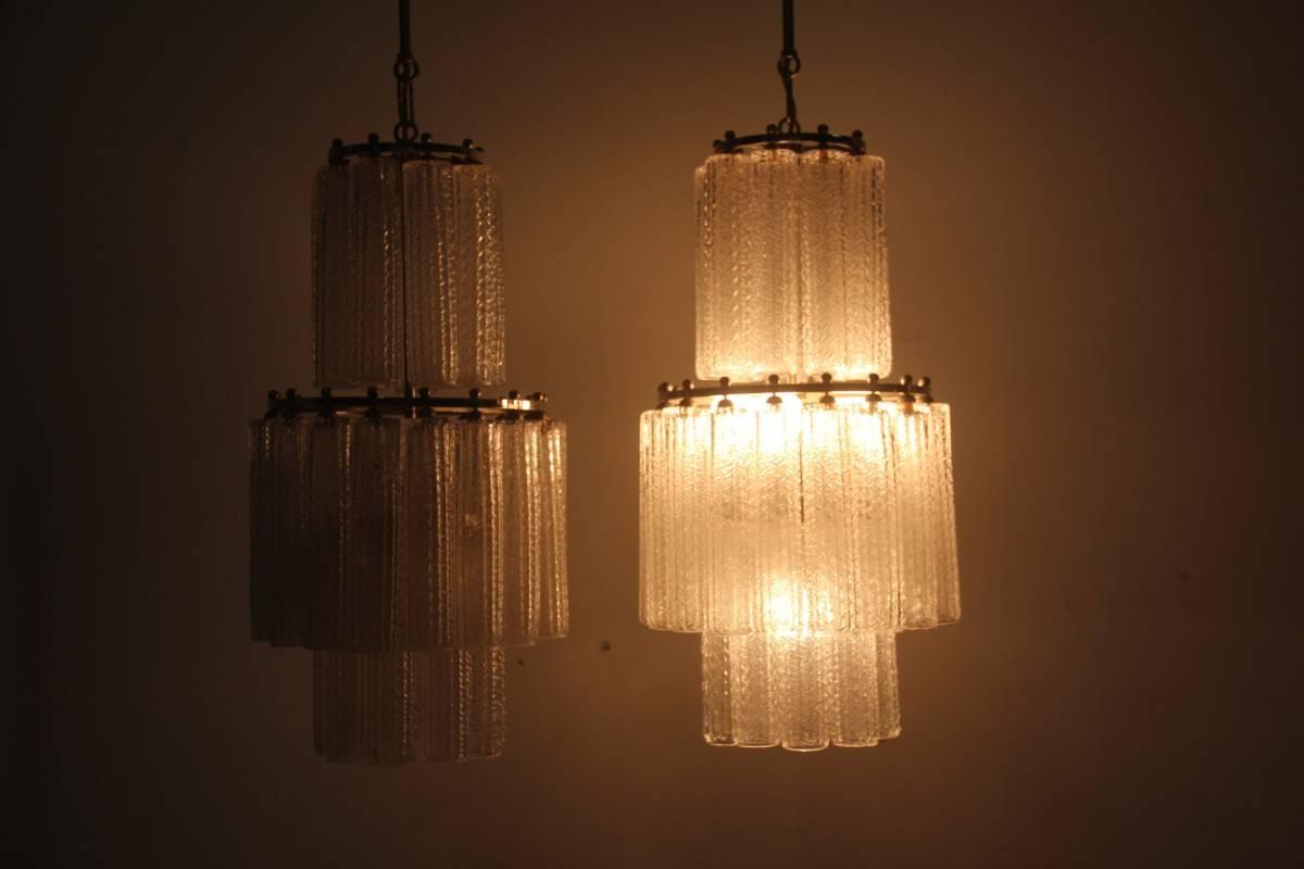 Pair of Venini Chandelier Tubes Murano Art Glass, 1960s Italian Design  In Excellent Condition For Sale In Palermo, Sicily
