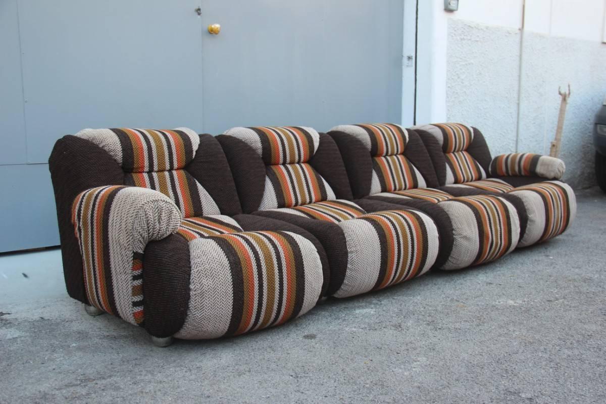 Italian modular sofa design 1960s geometric wool.
 