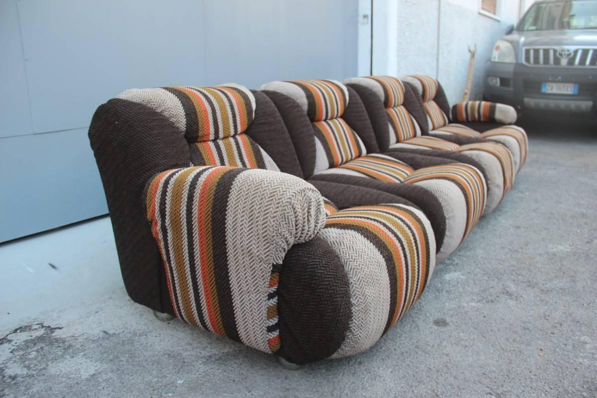 Mid-20th Century Italian Modular Sofa Design 1960s Geometric Wool