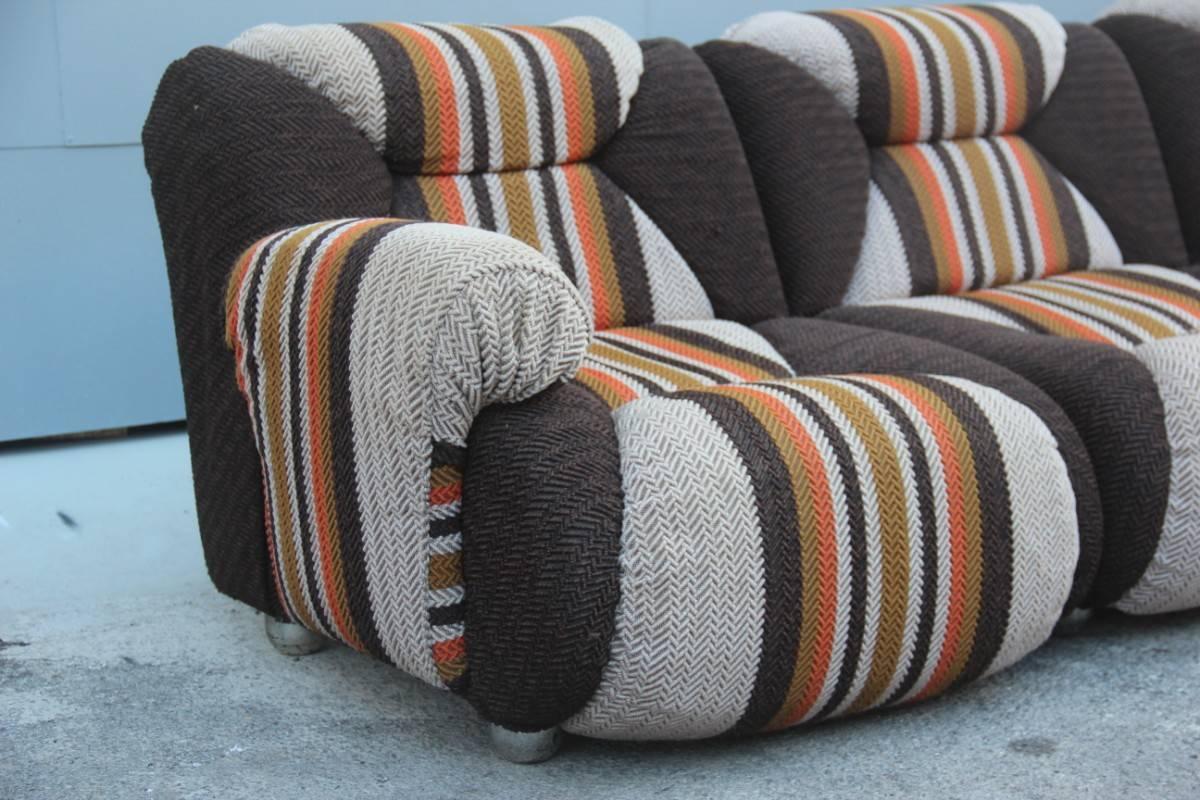 Italian Modular Sofa Design 1960s Geometric Wool 3