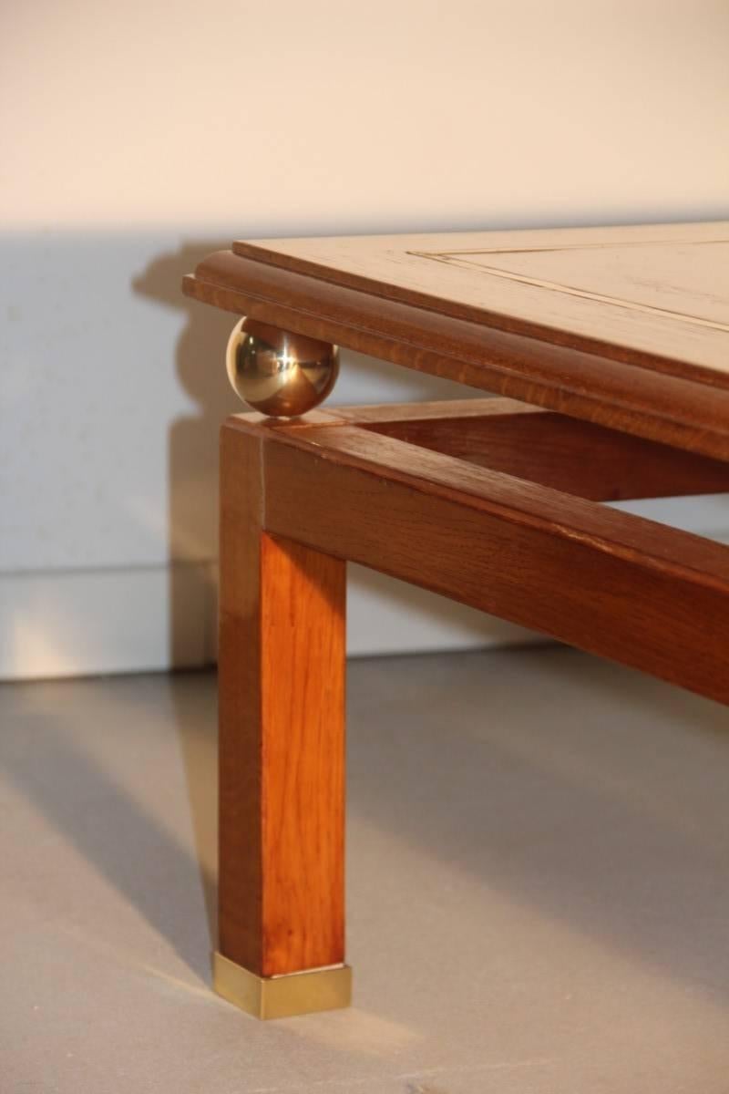 Mid-Century Modern Tommaso Barbi Italian Design Table Coffee, 1970s Wood Brass Chestnut Midcentury 