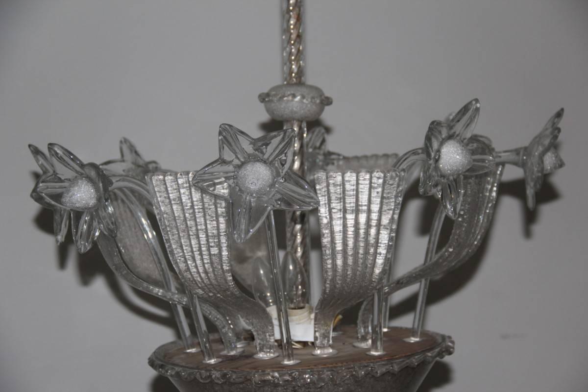 Special and Elegant Chandelier in Murano Glass Barovier Rugiadoso, 1940s For Sale 1