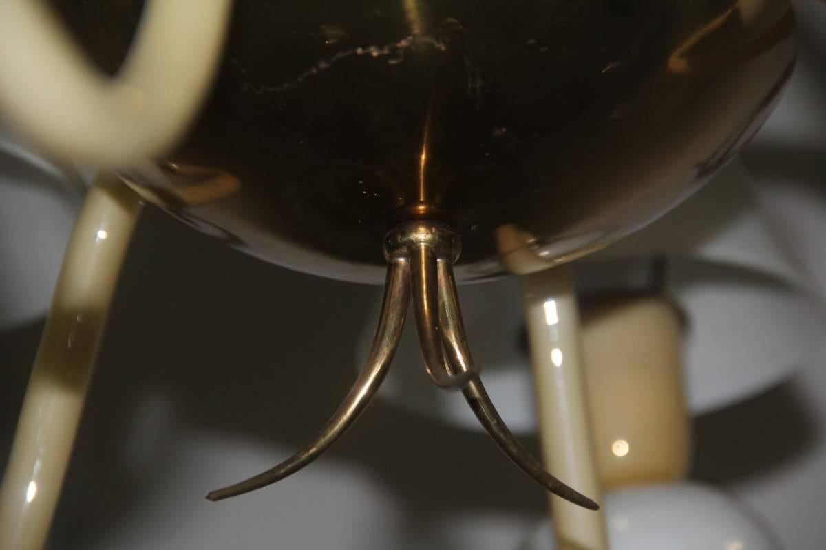 Brass Elegant Refined Chandelier Murano Glass Art Very Special, 1940s For Sale
