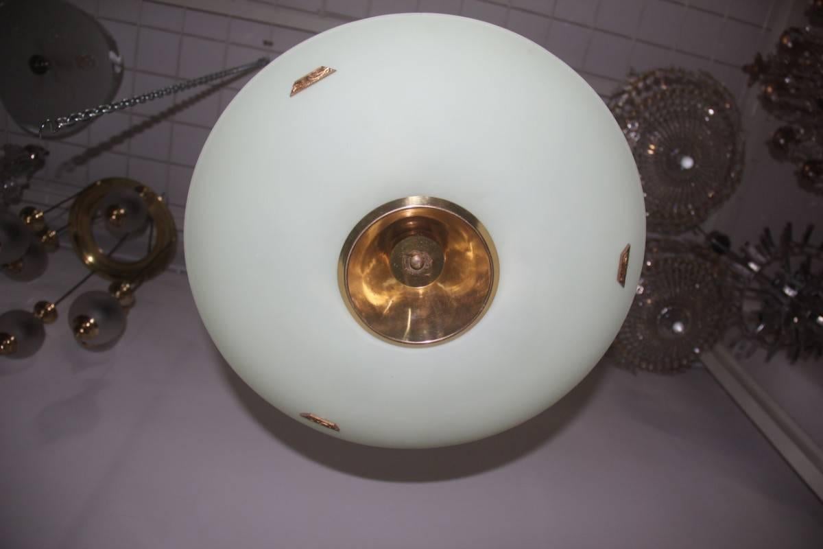 Curved and sandblasted glass chandelier Mid-Century Italian design.