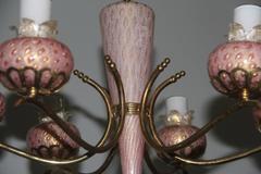 Midcentury Chandelier, Murano Glass  Bubbles and Gold Inside, 1950, Brass