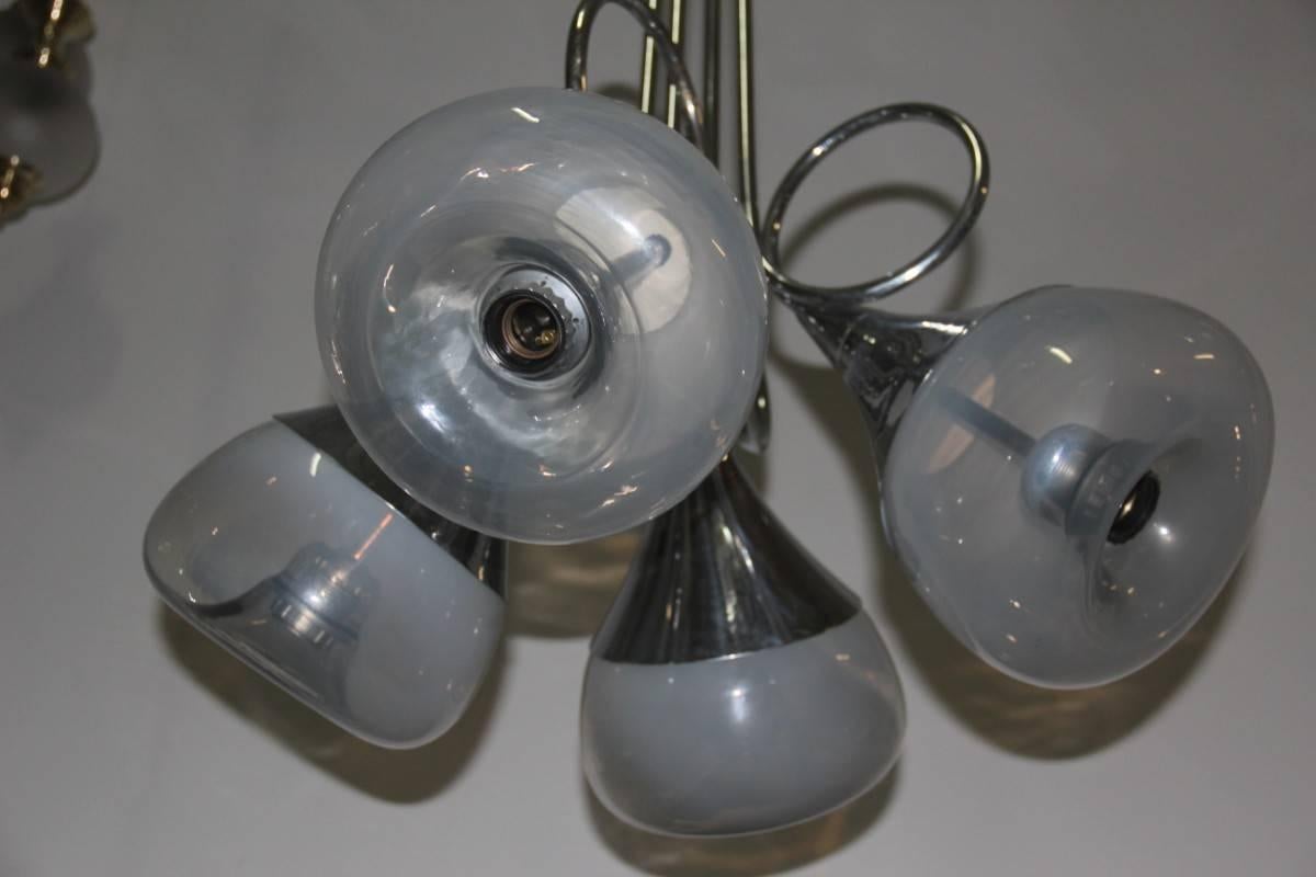 Esperia chandelier shaped steel spheres with Murano glass, 1970s.