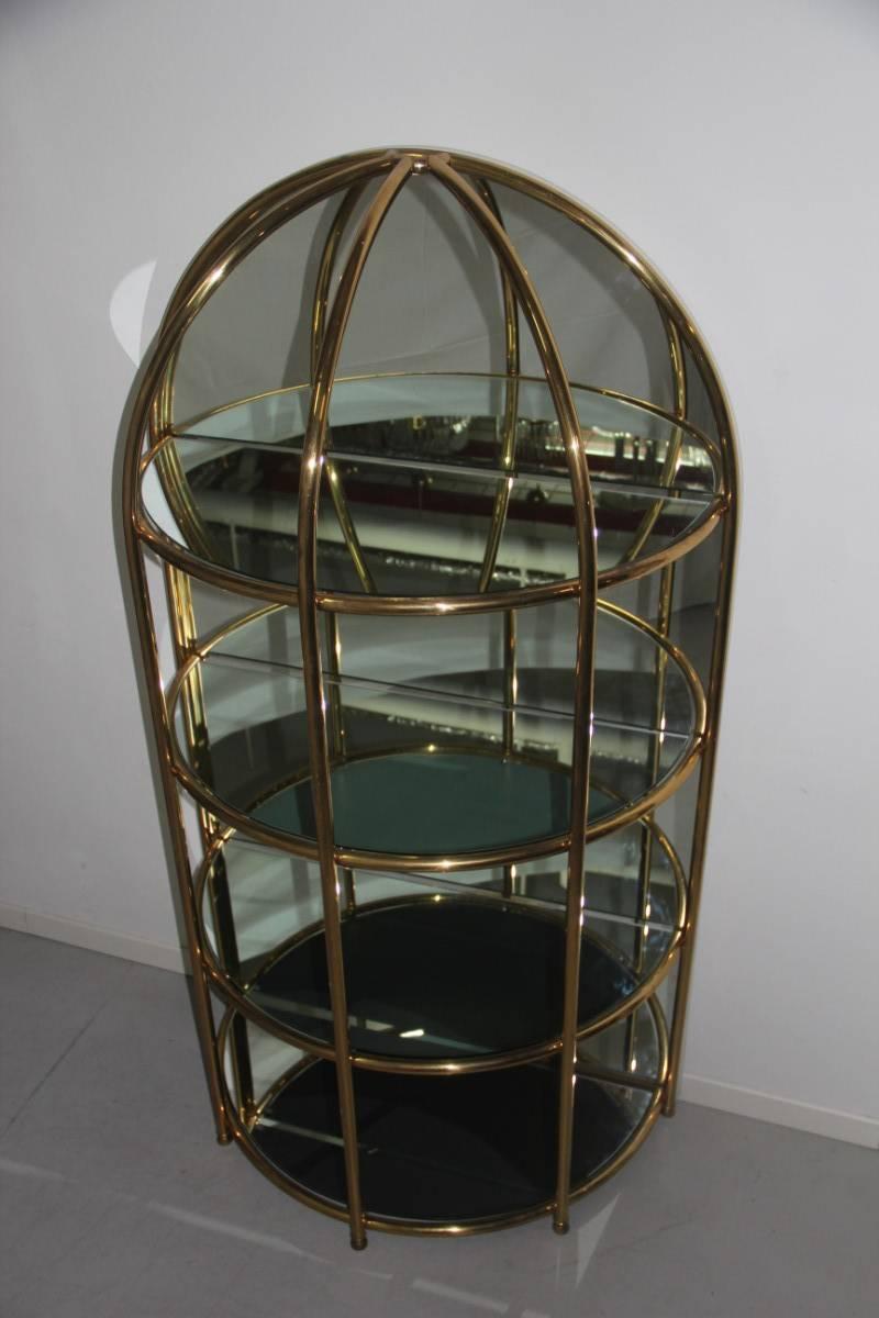 Cabinet Cage Mirror Design Solid Brass, 1970 , Mirror , Bar, Mid-Century Modern  For Sale 2