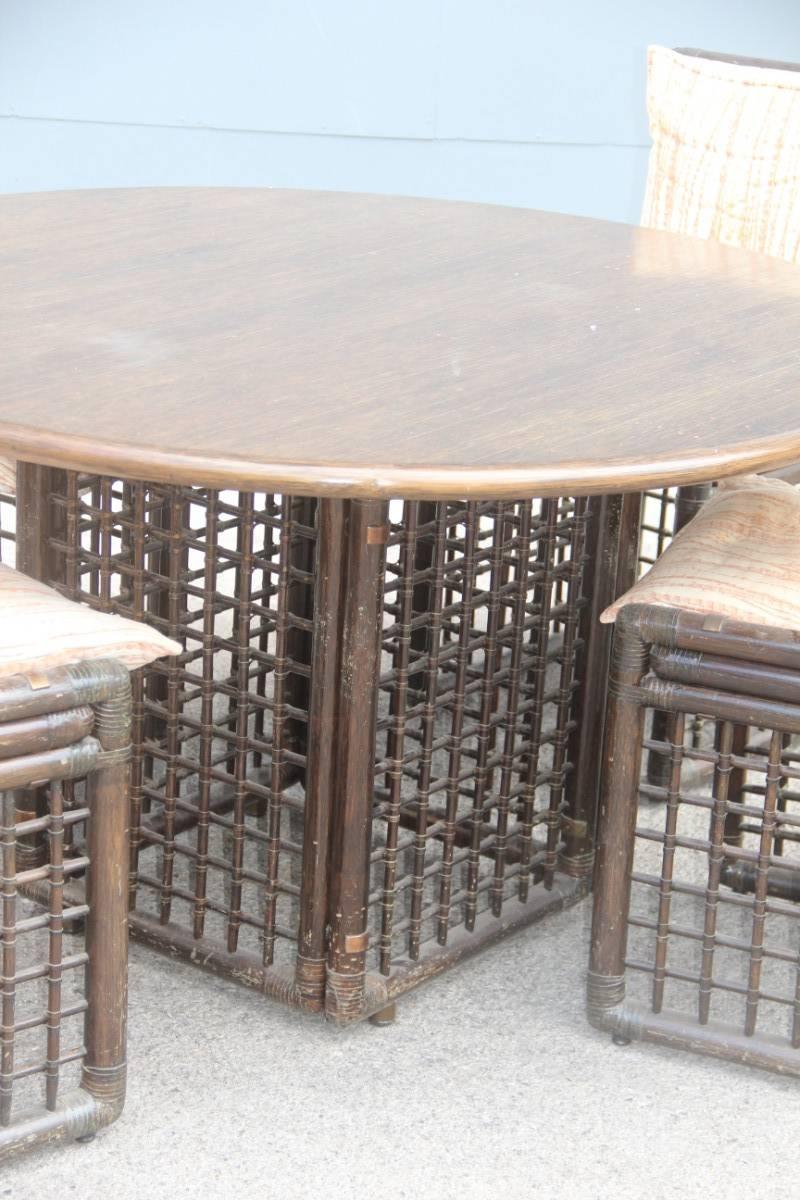 Sala da pranzo Bamboo design Afra & Tobia Scarpa per B&B Italia Rattan italiano In condizioni buone a Palermo, Sicily