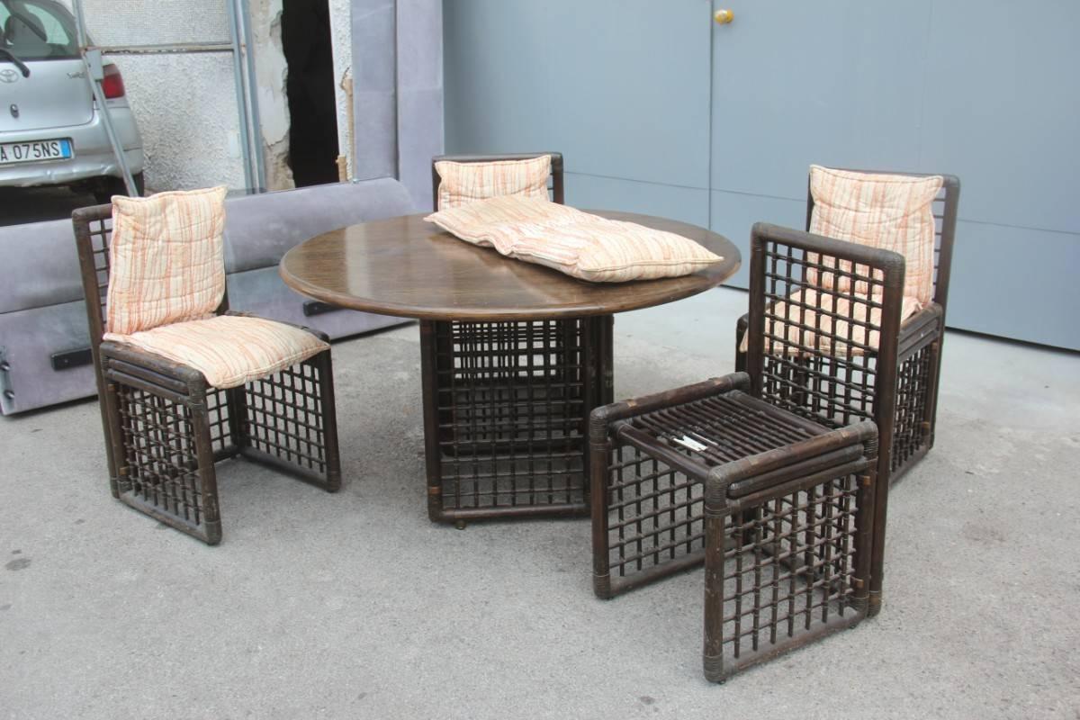 Fine XX secolo Sala da pranzo Bamboo design Afra & Tobia Scarpa per B&B Italia Rattan italiano