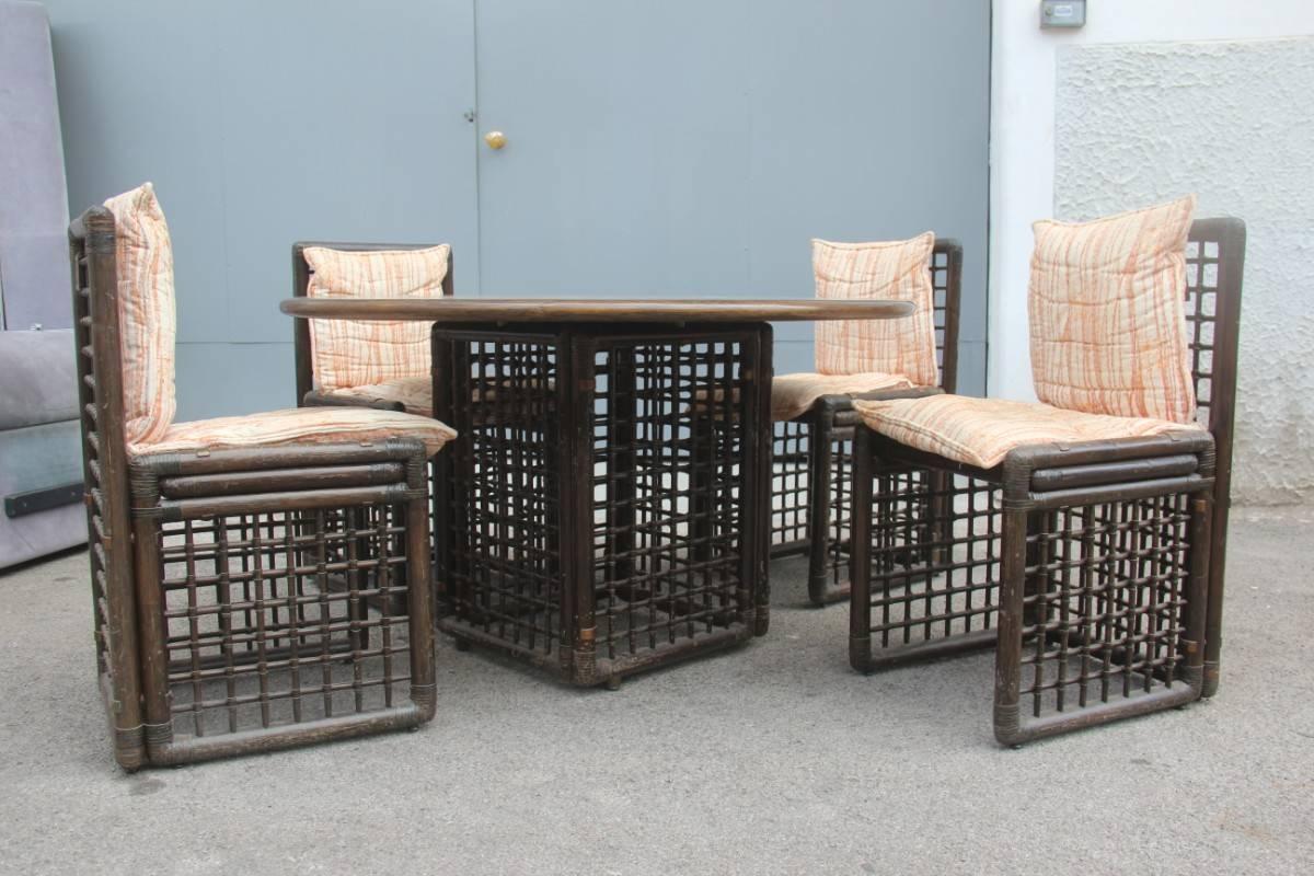 Sala da pranzo Bamboo design Afra & Tobia Scarpa per B&B Italia Rattan italiano 2