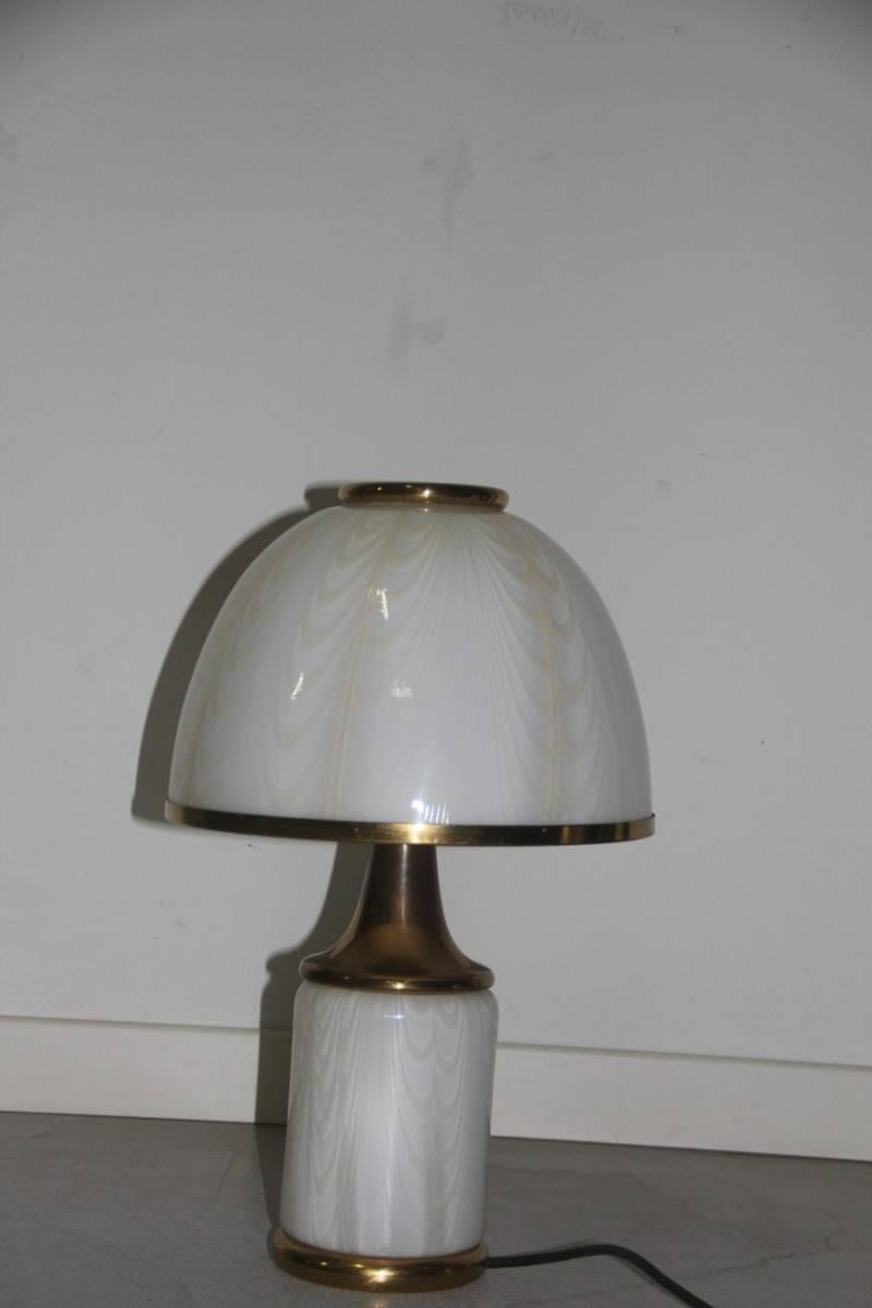 Italian Particular Table Lamp Brass and Glass, Murano, 1970s