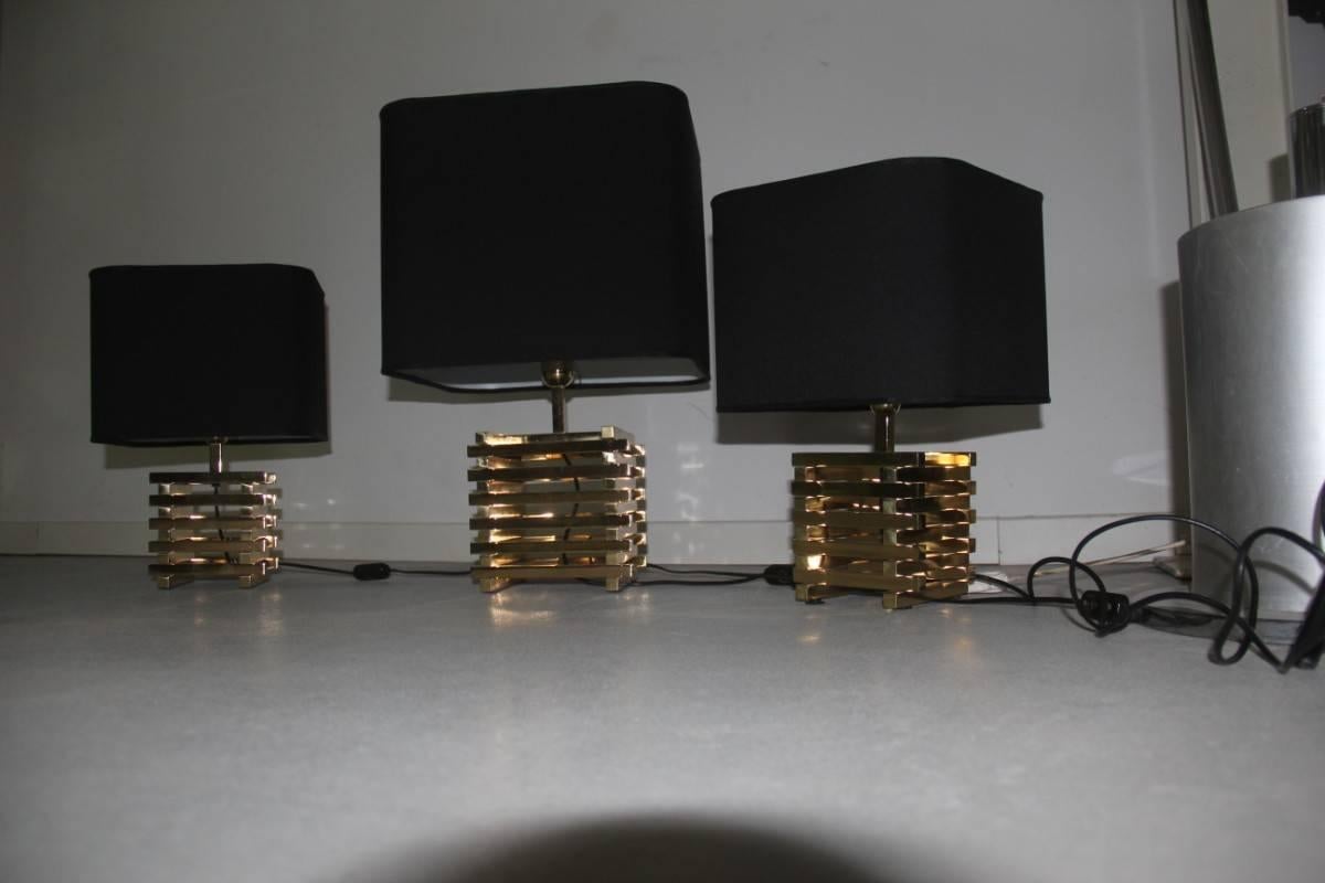 Mid-Century Modern Triptych Lights Modernist 1970s Italian Design Brass Romeo Rega Attributed