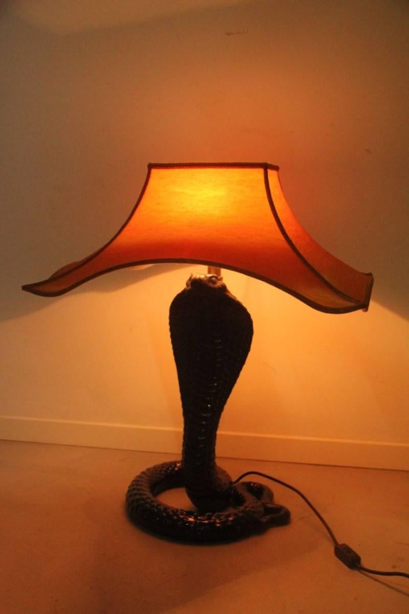 Ceramic Cobra Table Lamp Tommaso Barbi Italian Design, 1970s