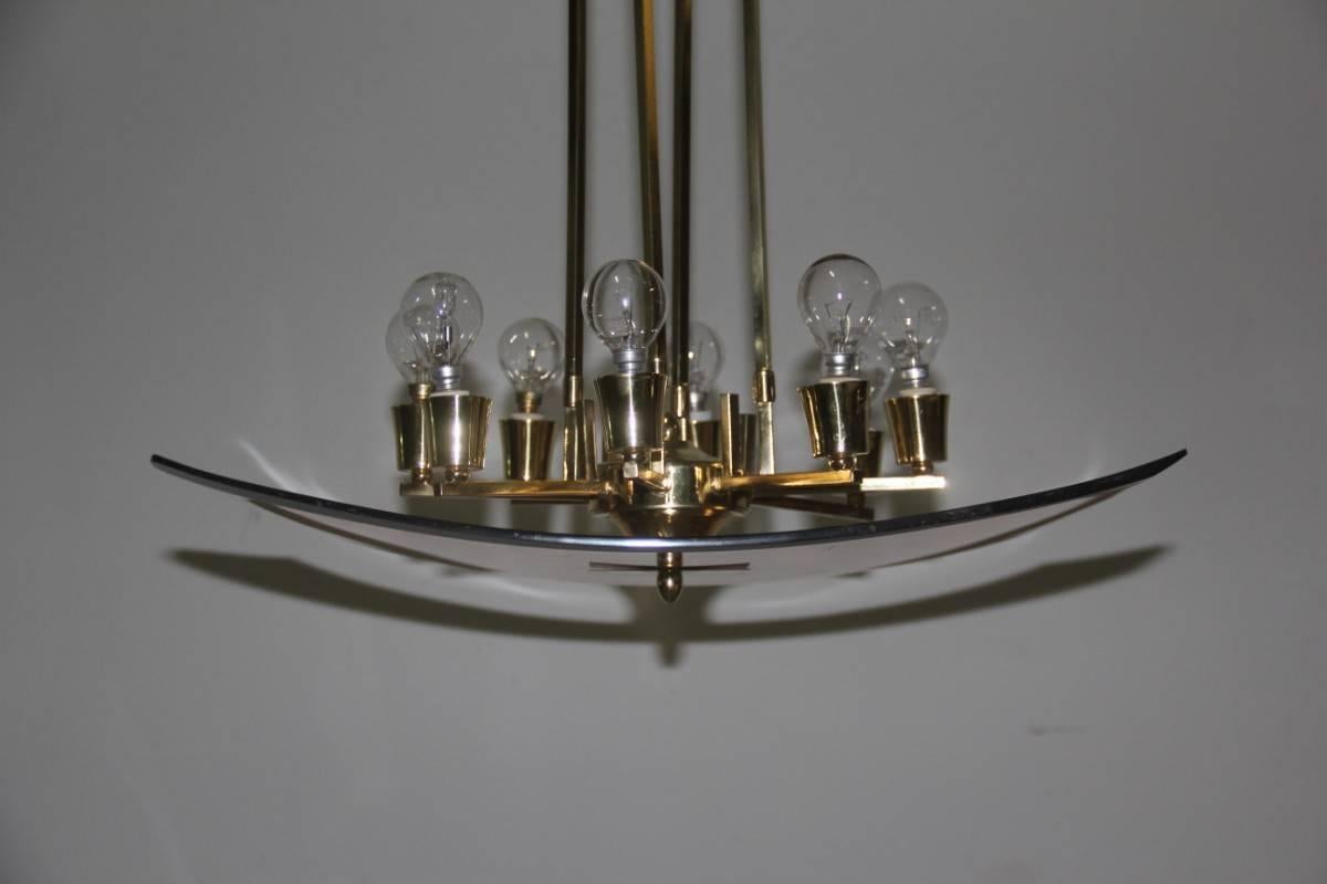 Brass Mid-Century Modern Chandelier Italian 1940 Attributed Pietro Chiesa Fontana Arte For Sale