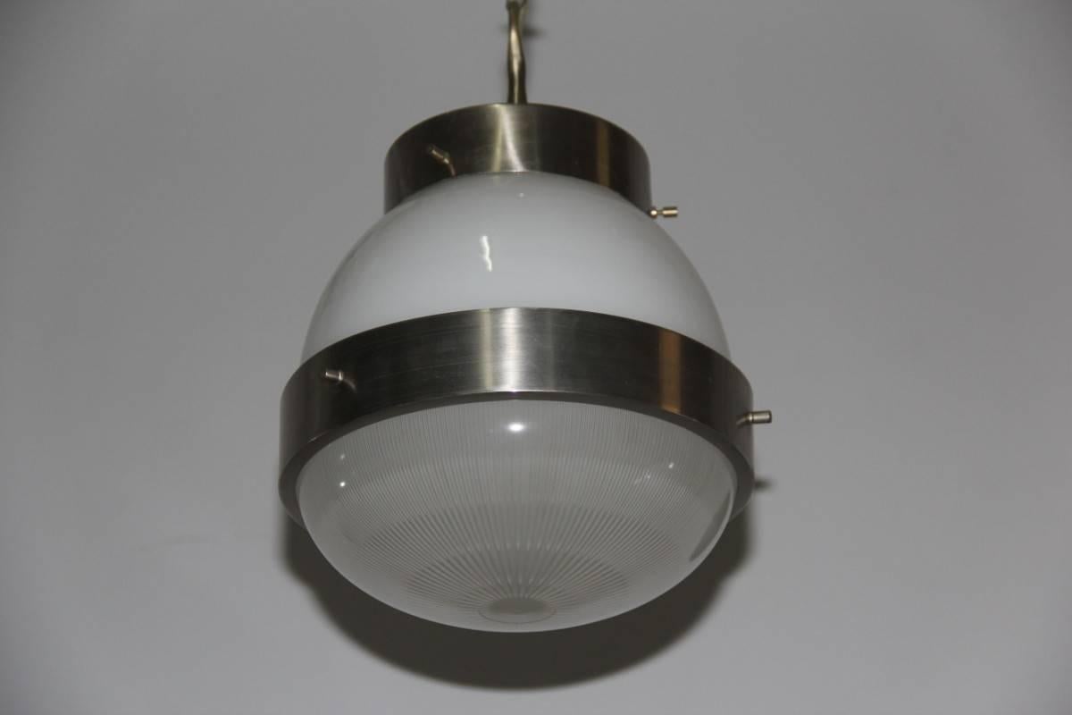 European Pair of Delta Ceiling Lamp Round Artemide Sergio Mazza Italian Design, 1960s For Sale
