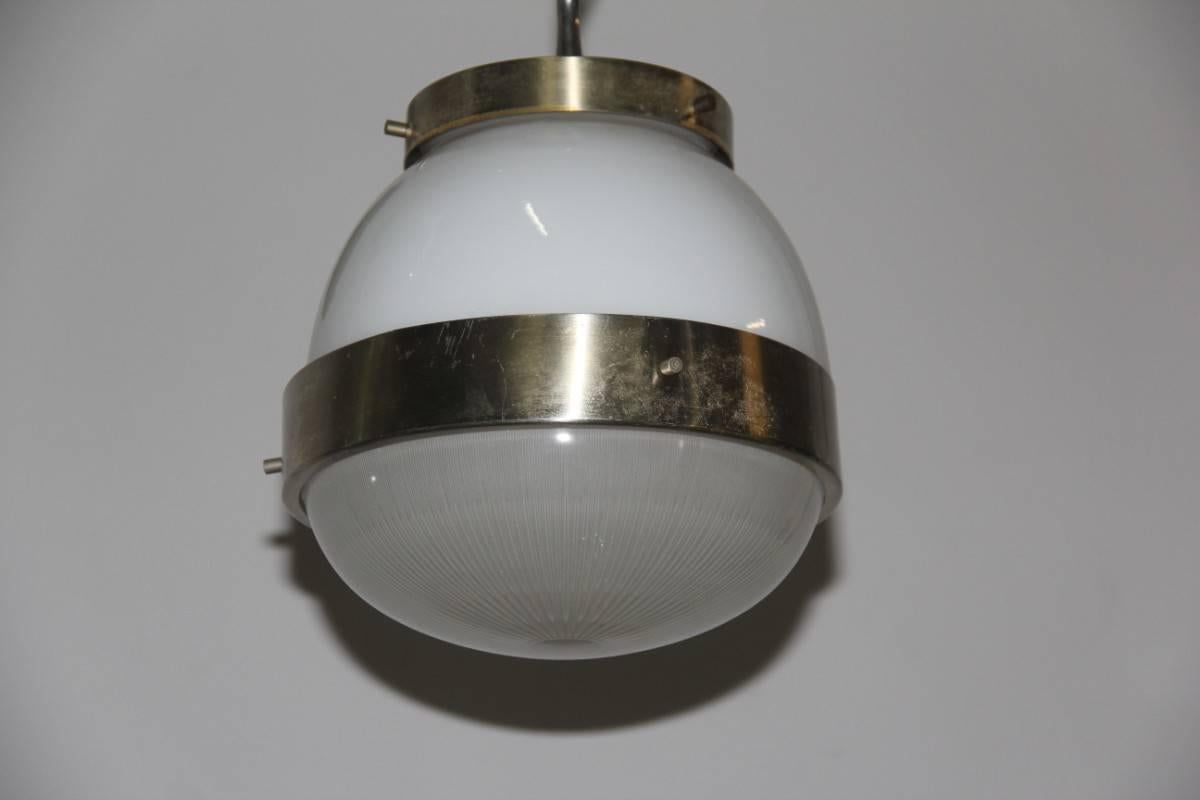 Mid-Century Modern Pair of Delta Ceiling Lamp Round Artemide Sergio Mazza Italian Design, 1960s For Sale