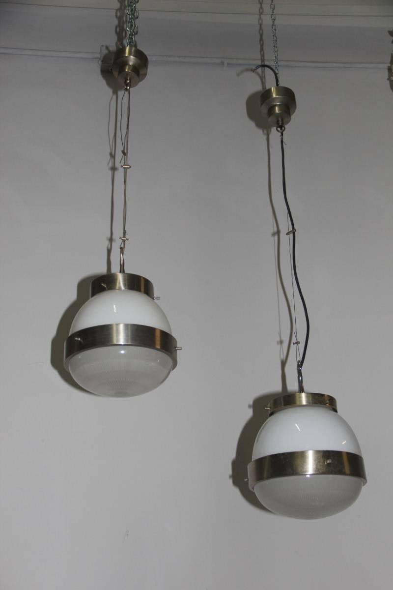 Pair of Delta Ceiling Lamp Round Artemide Sergio Mazza Italian Design, 1960s For Sale 1